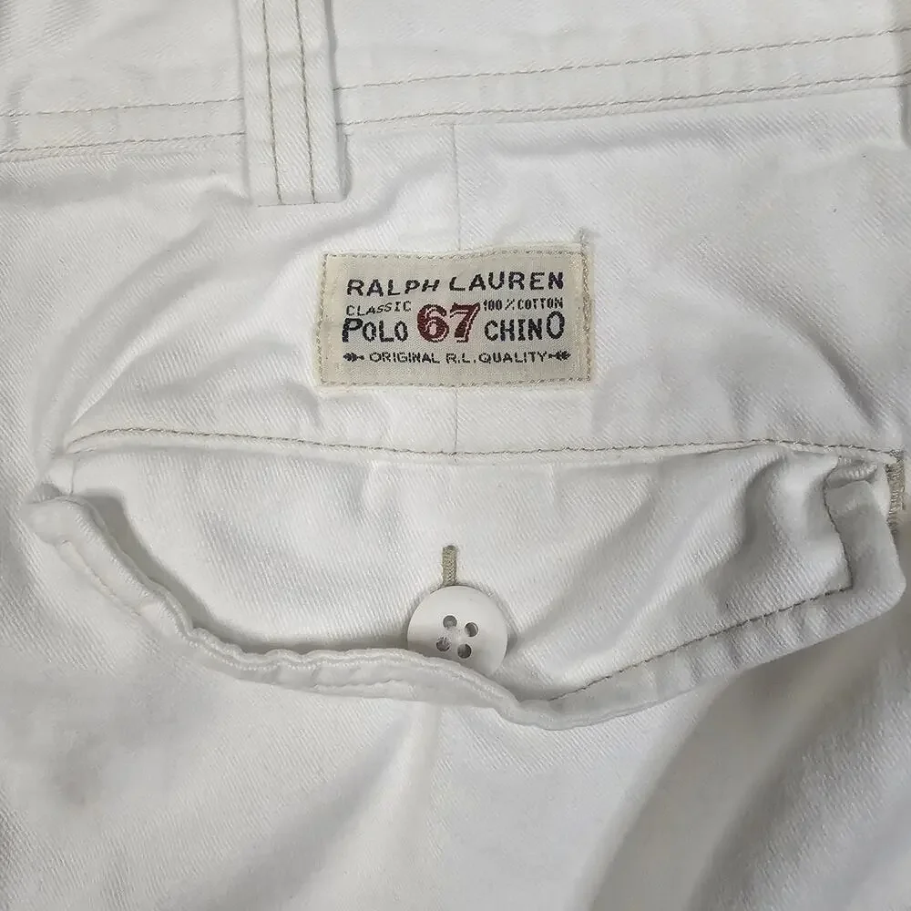 Polo Ralph Lauren Cargo Shorts 36x10 White Utility Streetwear Y2K Loose Wideleg